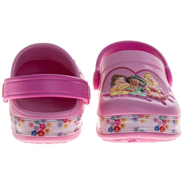 Josmo Little Mermaid Girls Clog Sandals Ariel & Flounder Slip-On Slides Closed Toe Clogs with Backstrap Summer Beach Pool Shoes- Pink White 11-12 Little Kid - Image 3