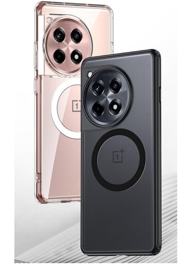 General - Compatible with OnePlus Ace 3 5G Case Crystal Transparent Hard PC Four Corners Shockproof Case Magnetic Matte Cover for OnePlus Ace 3 - Image 1