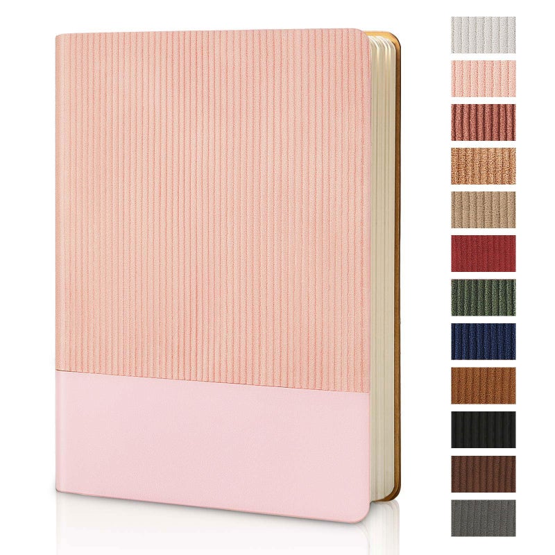 TSFPapier Lined Journal Notebook for Work College Ruled Note Book 5.79"x8.27" A5 PU Leather Daily Journaling 216 Pages for Women Men Writing Home School Supplies Business (Pink) - Image 1