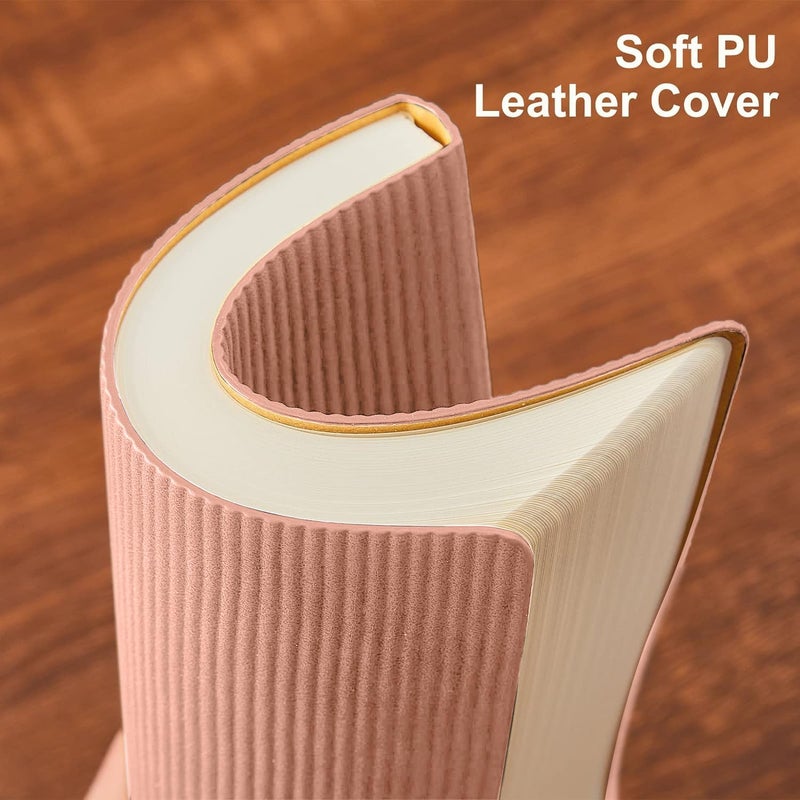 TSFPapier Lined Journal Notebook for Work College Ruled Note Book 5.79"x8.27" A5 PU Leather Daily Journaling 216 Pages for Women Men Writing Home School Supplies Business (Pink) - Image 3