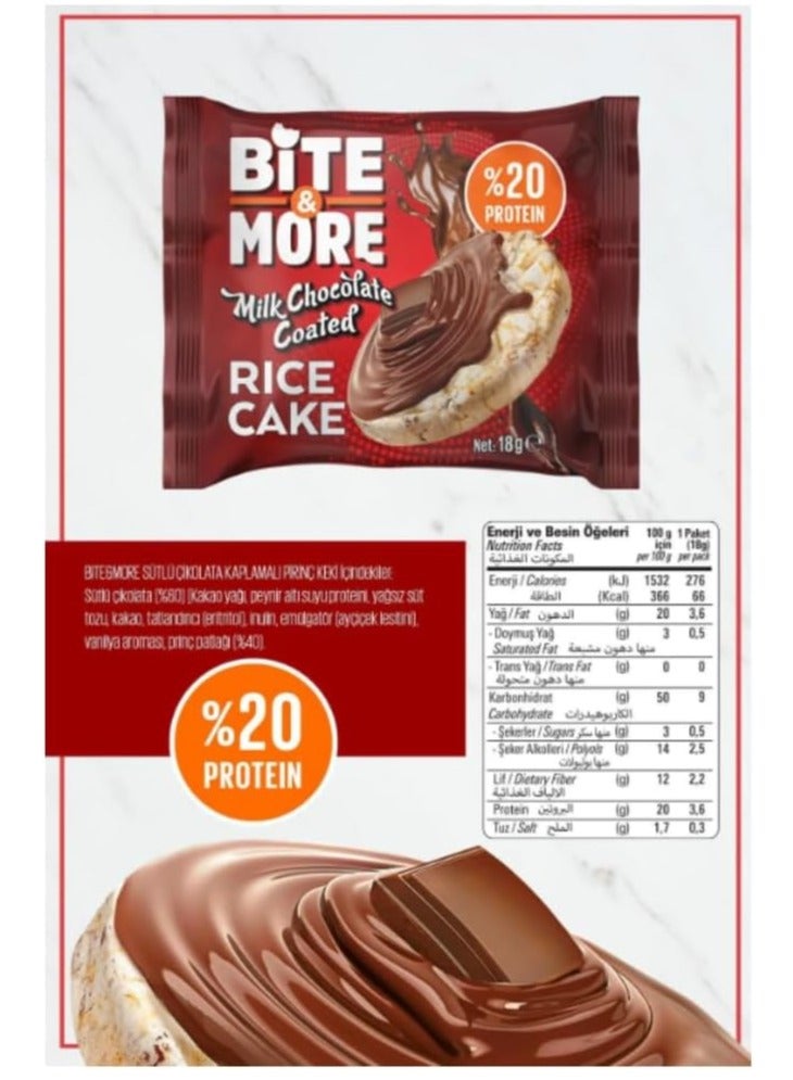 Bite & More Milk Chocolate Coated Protein Rice Cake – High Protein Snack – Rich in Fiber – Healthy On-the-Go Treat - Image 3