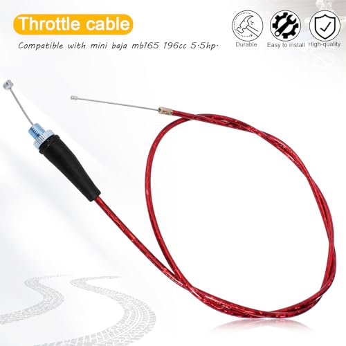 QAZAKY كابلات دواسة حمراء QAZAKY بطول 50 بوصة متوافقة مع ميني باجا Mb165 196cc 5.5hp Mb200 200cc 6.5hp كولمان CT200U موتوفوكس MBX10 MBX11 MBX12 79cc 79.5cc 2.5HP دراجة دوديليد 130 سم - Image 4
