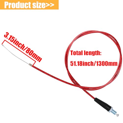 QAZAKY كابلات دواسة حمراء QAZAKY بطول 50 بوصة متوافقة مع ميني باجا Mb165 196cc 5.5hp Mb200 200cc 6.5hp كولمان CT200U موتوفوكس MBX10 MBX11 MBX12 79cc 79.5cc 2.5HP دراجة دوديليد 130 سم - Image 2