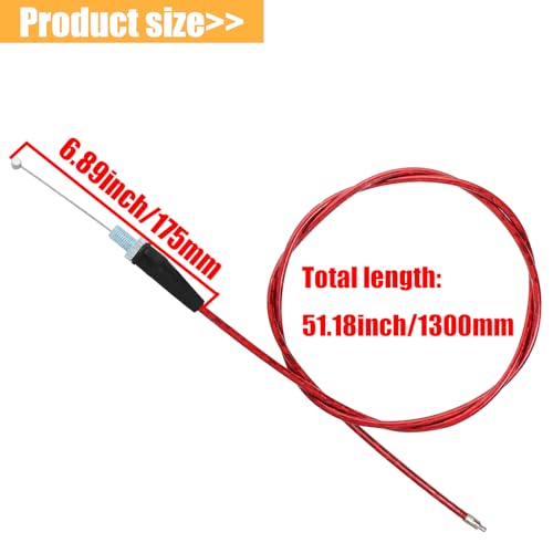 QAZAKY كابلات دواسة حمراء QAZAKY بطول 50 بوصة متوافقة مع ميني باجا Mb165 196cc 5.5hp Mb200 200cc 6.5hp كولمان CT200U موتوفوكس MBX10 MBX11 MBX12 79cc 79.5cc 2.5HP دراجة دوديليد 130 سم - Image 3