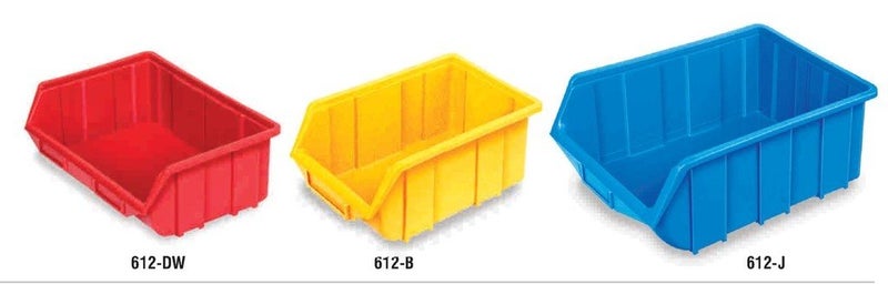 صندوق تخزين صناعي متعدد الألوان عالي التحمل - حل تنظيم متين وقابل للتكديس ومتعدد الاستخدامات لحامل معزز في ورشة العمل