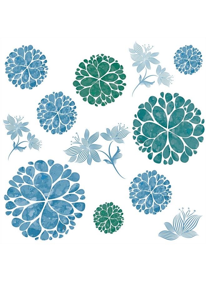 Amaonm Fashion 3D Diy Creative Blue Flowers Wall Decals Flower Vines Wall Stickers Murals Removable Decor Decal For Living Room Girls Bedroom Home Wall Decoration Nursery Room Sticker Kids Stickers - Image 1