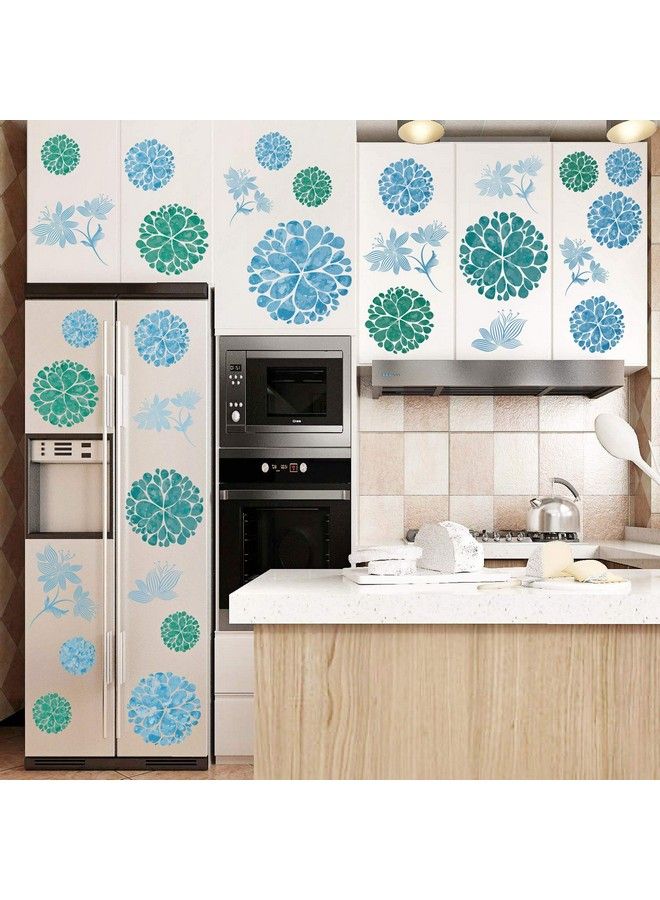 Amaonm Fashion 3D Diy Creative Blue Flowers Wall Decals Flower Vines Wall Stickers Murals Removable Decor Decal For Living Room Girls Bedroom Home Wall Decoration Nursery Room Sticker Kids Stickers - Image 4