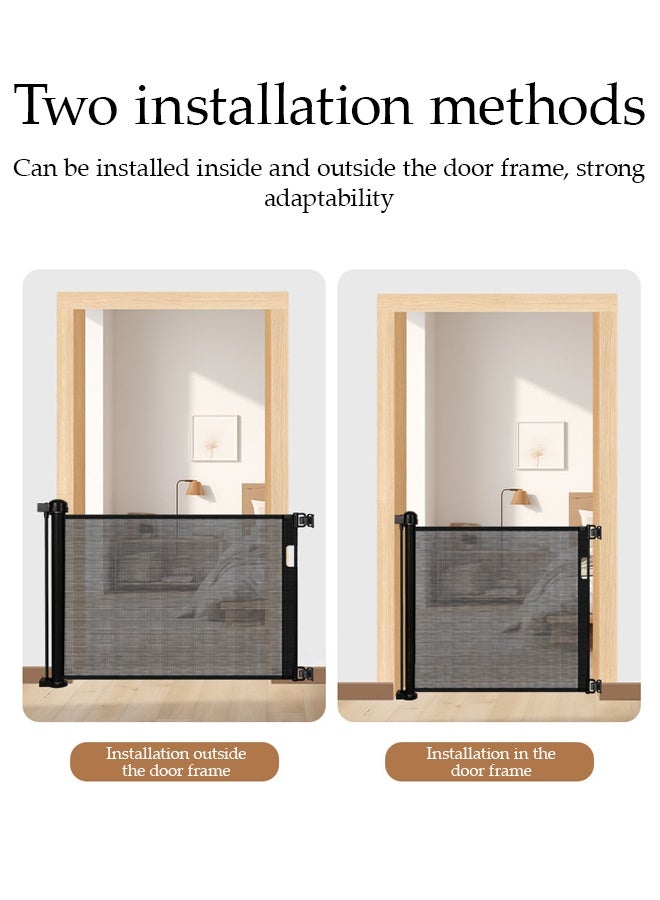 DUNISO بوابة أمان قابلة للسحب للأطفال من شبكة، بوابة أمان للسلم، بوابة أمان قابلة للنقل للأطفال والحيوانات الأليفة، عملية صامتة بيد واحدة، بوابة حواجز قابلة للتمديد، بوابة أمان مزدوجة التركيب، تركيب سهل، حاجز أمان للمداخل، السلالم، الداخلية، الخارجية، الممرات - Image 3