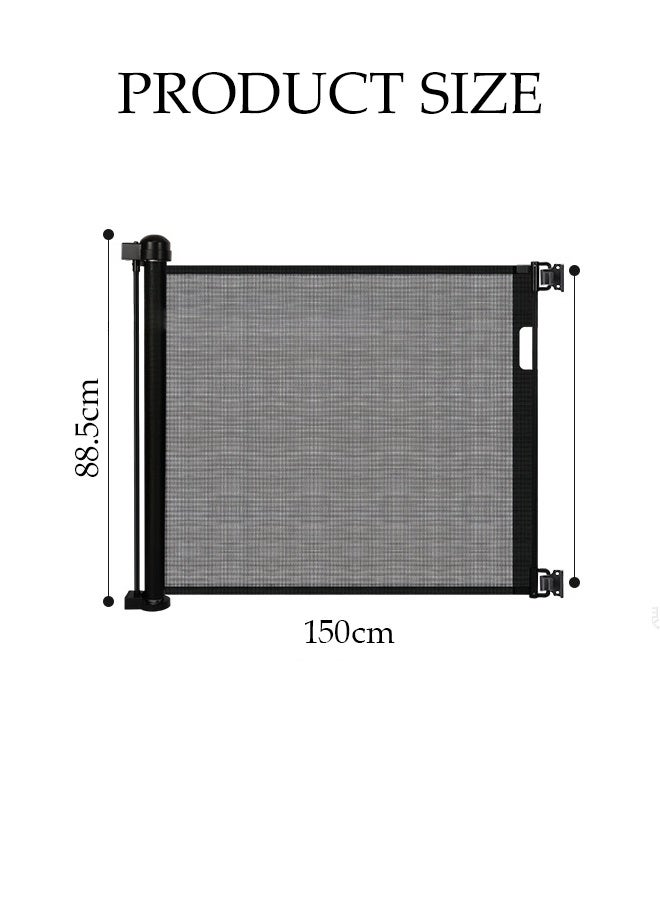 DUNISO بوابة أمان قابلة للسحب للأطفال من شبكة، بوابة أمان للسلم، بوابة أمان قابلة للنقل للأطفال والحيوانات الأليفة، عملية صامتة بيد واحدة، بوابة حواجز قابلة للتمديد، بوابة أمان مزدوجة التركيب، تركيب سهل، حاجز أمان للمداخل، السلالم، الداخلية، الخارجية، الممرات - Image 4