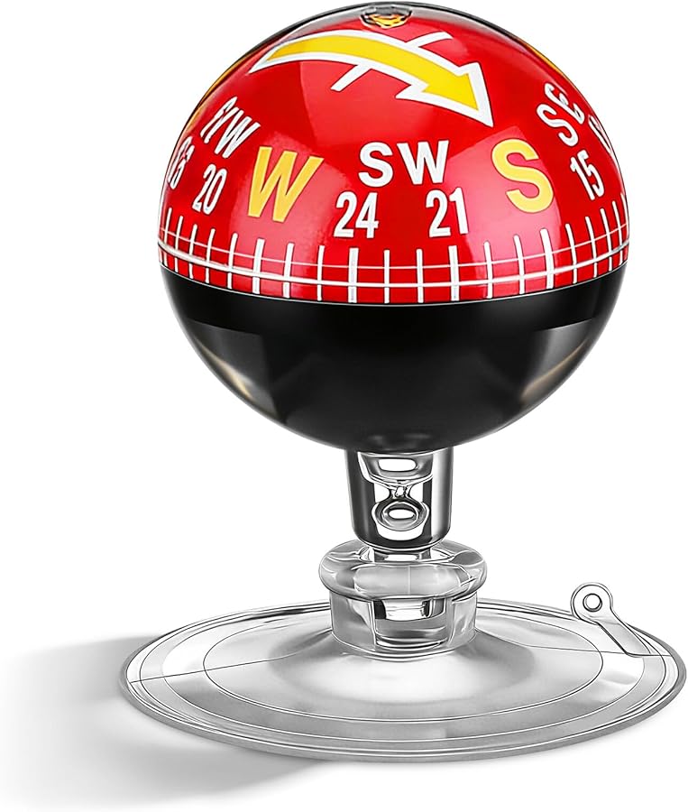 38mm Plastic Car Dashboard Compass Ball With Suction Cup For Outdoor Hiking Motorcycle Marine Navigation - Image 1