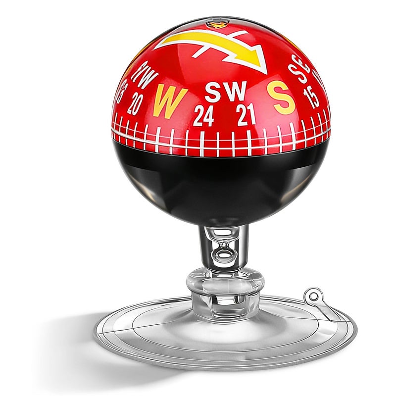 38mm Plastic Car Dashboard Compass Ball With Suction Cup For Outdoor Hiking Motorcycle Marine Navigation - Image 2