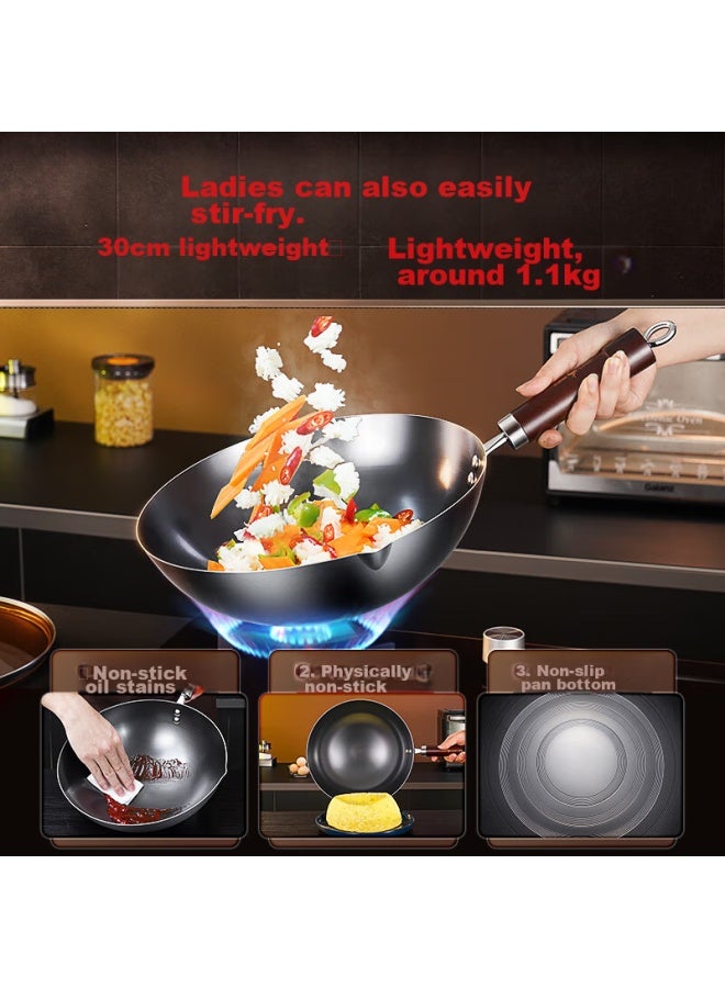 SSGP San Si Iron Wok, Preheated, Non-coated, Seasoned Cast Iron, Household Use, Nitrided, Lightweight, Round Bottom, Extreme Iron Pan, 30cm, 34191 - Image 2