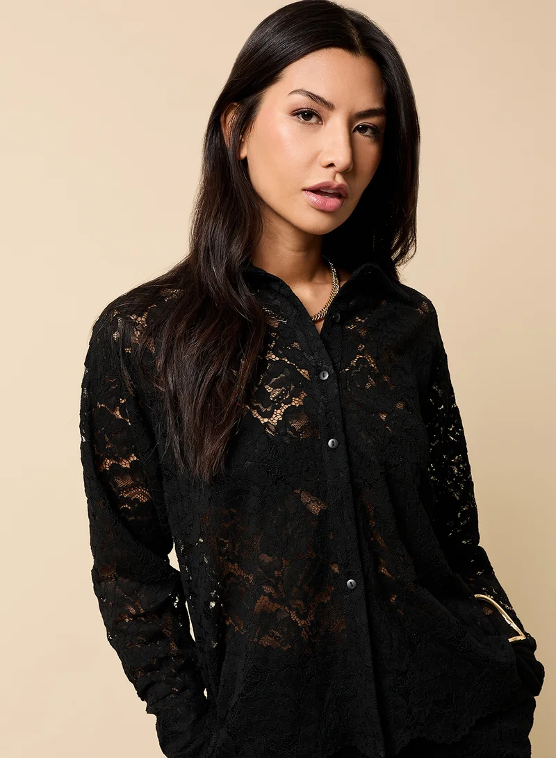 Little Mistress Lace Detailing Shirt