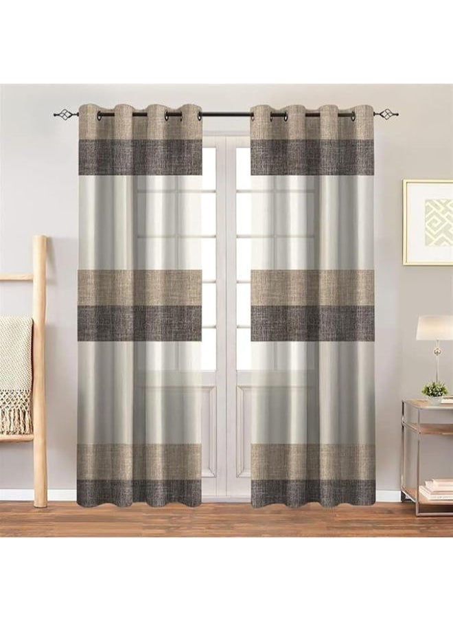 Intex Curtains House - Intex Curtains Luxury Linen Curtains - Semi Transparent Crosswise Stripped Sheer - Steel Grommets - 1 Piece - Image 1