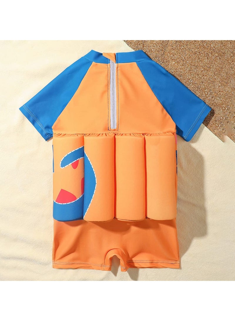 KASTWAVE Kids Baby One-Piece Floatation Swimsuit Float Suit with Adjustable Buoyancy Bathing Suit Cartoon Short Sleeve Swimwear Jumpsuit(3-4 Years)  - Image 4