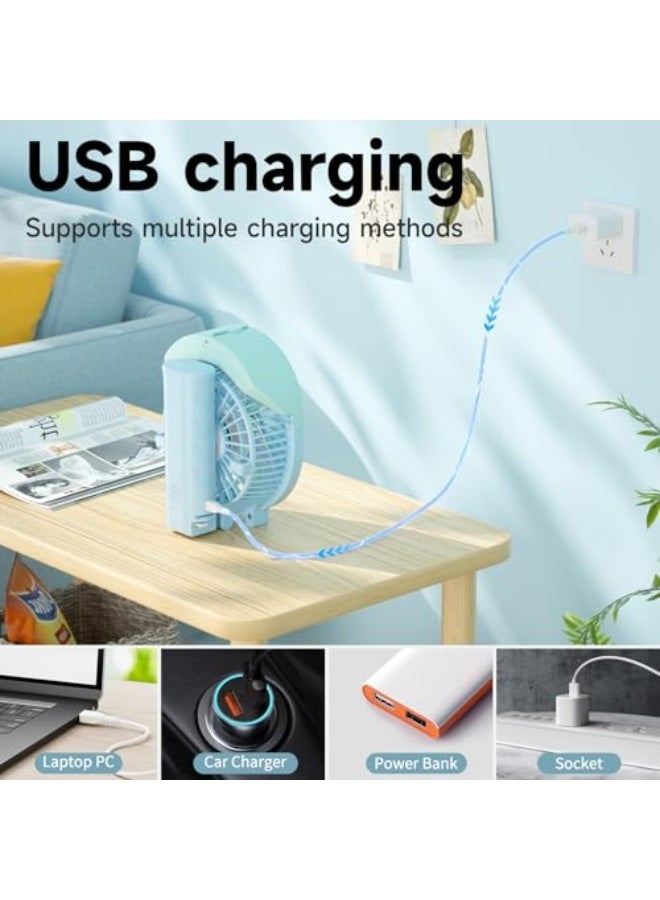 HandFan Handheld Fan Misting Hand Held Fan Rechargeable Battery Operated Portable 3 Speeds  55ml Spray 180°Foldable With Metal Clip USB Personal Water Fan For Travel Camping Outdoor Women  - Image 3