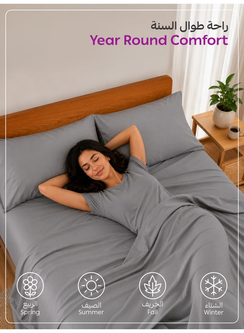 Donetella 180 X 200 Cm 4-Piece King Bed Sheet Set – Fits 180×200+35 cm – Ultra Soft Brushed Microfiber – Extra Deep Pocket, Secure Elastic All Around – 1 Flat Sheet, 1 Fitted Sheet & 2 Pillowcases, All-Season Comfort – Wrinkle & Fade Resistant, Hypoallergenic  | Best Price UAE