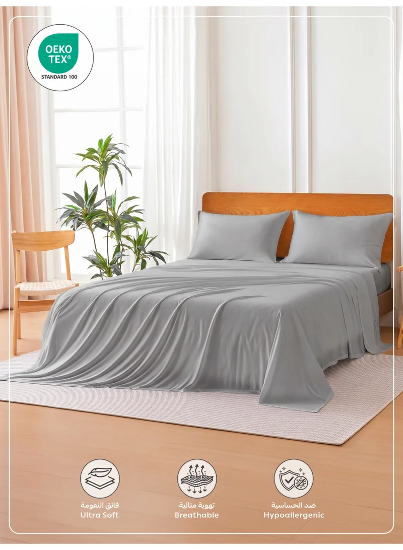 Donetella 180 X 200 Cm 4-Piece King Bed Sheet Set – Fits 180×200+35 cm – Ultra Soft Brushed Microfiber – Extra Deep Pocket, Secure Elastic All Around – 1 Flat Sheet, 1 Fitted Sheet & 2 Pillowcases, All-Season Comfort – Wrinkle & Fade Resistant, Hypoallergenic  | Best Price UAE