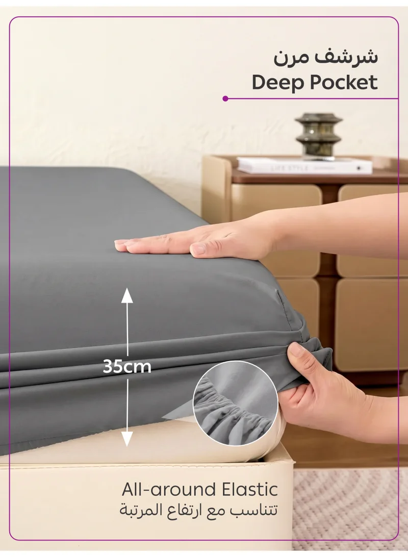 Donetella 180 X 200 Cm 4-Piece King Bed Sheet Set – Fits 180×200+35 cm – Ultra Soft Brushed Microfiber – Extra Deep Pocket, Secure Elastic All Around – 1 Flat Sheet, 1 Fitted Sheet & 2 Pillowcases, All-Season Comfort – Wrinkle & Fade Resistant, Hypoallergenic  | Best Price UAE