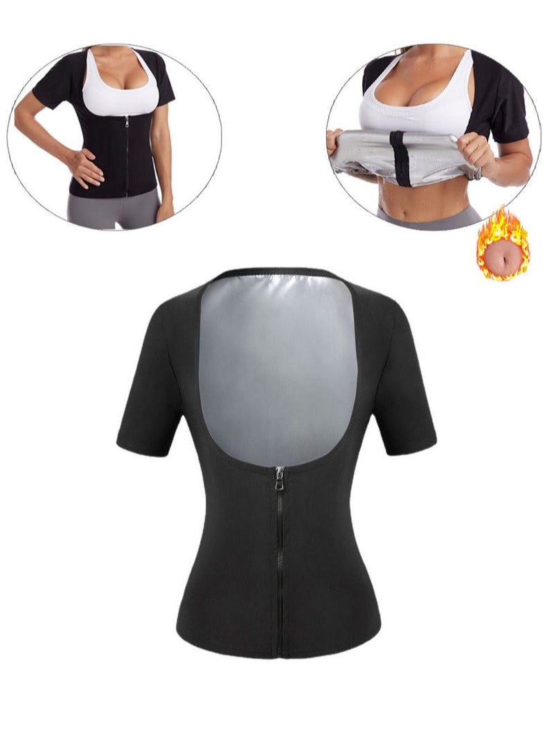 Sauna Suit for Women Size L/XL Weight Loss Sauna Shirt for Women Sweat Suit Waist Trainer Vest Fitness Body Shaper Zipper - Image 1