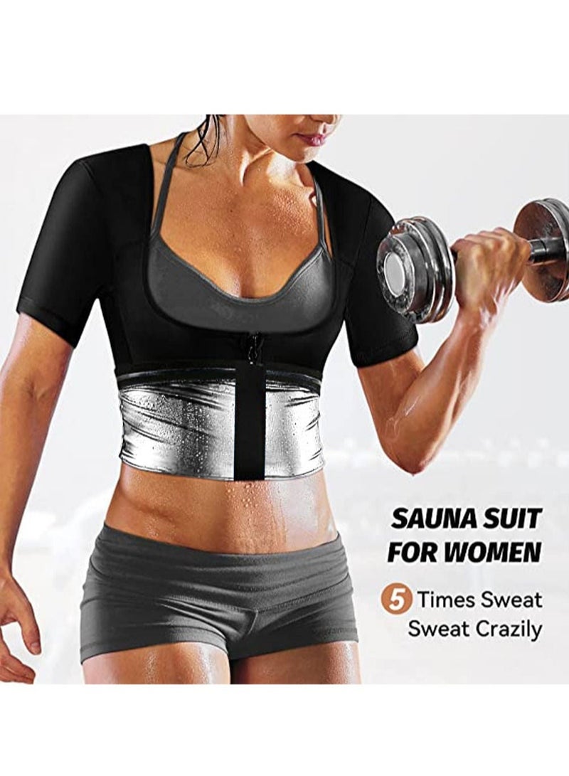 Sauna Suit for Women Size L/XL Weight Loss Sauna Shirt for Women Sweat Suit Waist Trainer Vest Fitness Body Shaper Zipper - Image 3