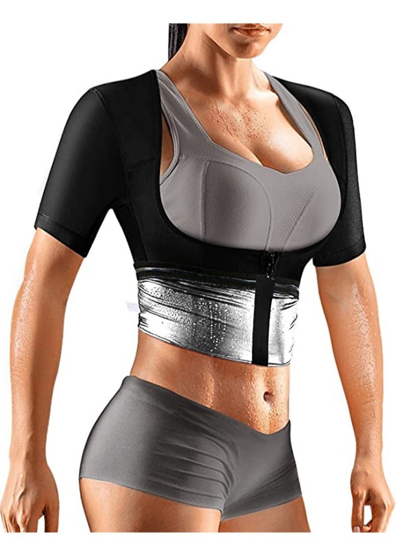 Sauna Suit for Women Size L/XL Weight Loss Sauna Shirt for Women Sweat Suit Waist Trainer Vest Fitness Body Shaper Zipper - Image 5