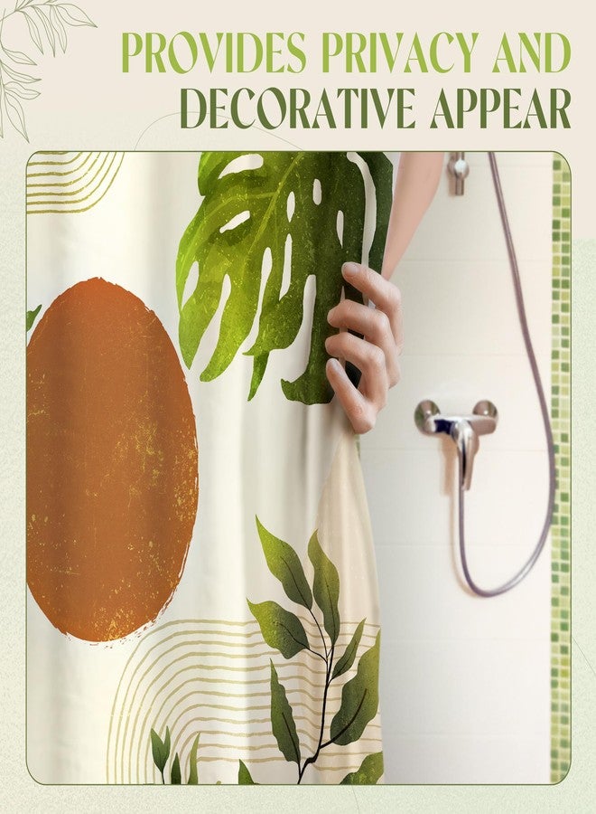 EOSAHR Boho Shower Curtains for Bathroom Decor - Farmhouse Bath Curtain Set for Mid Century Modern Home Decor Accessories - Waterproof Abstract Shower Curtain (Sun & Plant) - Image 5
