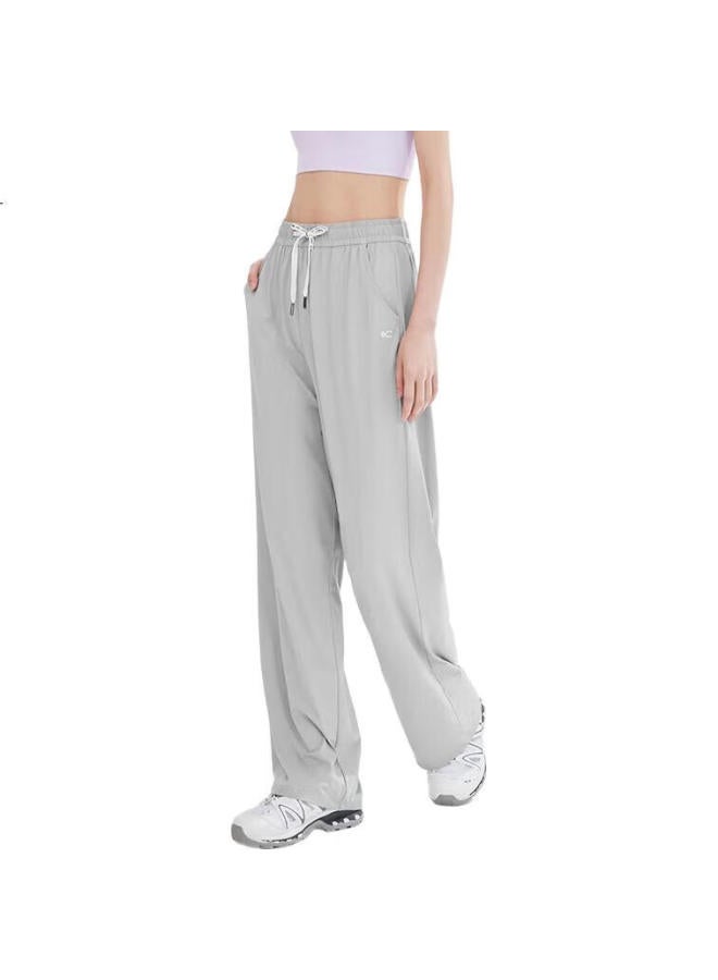 VVC Wide Leg Sun Protection Pants Women'S Spring Summer Thin Airy Casual Pants Light Grey - Image 3