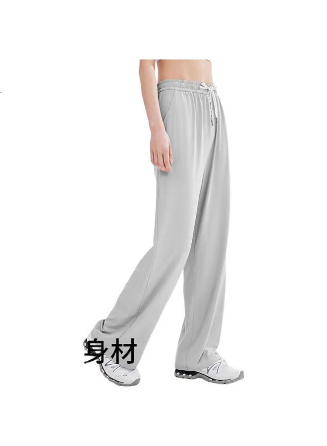 VVC Wide Leg Sun Protection Pants Women'S Spring Summer Thin Airy Casual Pants Light Grey - Image 1