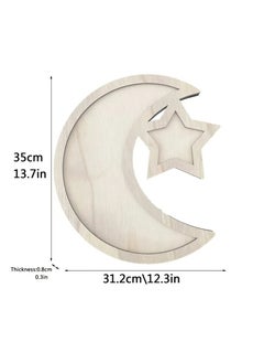 Home Care 1pc Wooden Pentagonal Moon and Star Tray, Bohemian Style Decorative Craft Ornament, Multipurpose Tabletop Snack Serving Platter, Home Decor Accessory, Jewelry Trays 31.2X35x0.8 cm  - Image 4