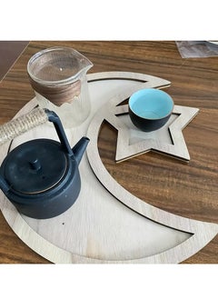 Home Care 1pc Wooden Pentagonal Moon and Star Tray, Bohemian Style Decorative Craft Ornament, Multipurpose Tabletop Snack Serving Platter, Home Decor Accessory, Jewelry Trays 31.2X35x0.8 cm  - Image 5