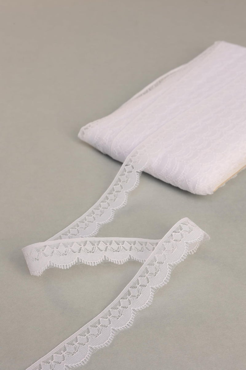 DIVERTS Soft Lightweight Nylon Lace and Border Material Dyeable, Net Ribbon for Wedding Invitation Card, Curtain, Tablecloth Slipcover, Sofa Cover Dupattas, Saree Suit Borders, 10 Mtr x 1.3CM (White) - Image 1