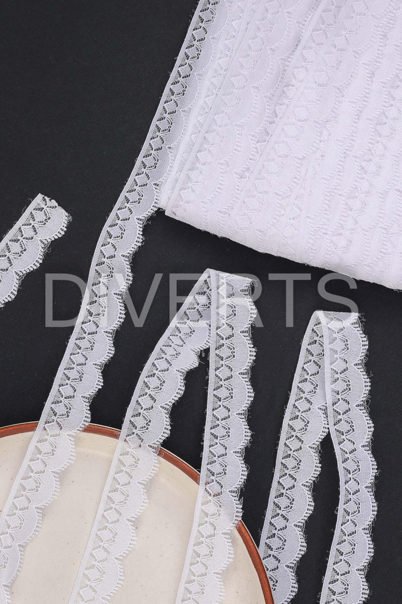 DIVERTS Soft Lightweight Nylon Lace and Border Material Dyeable, Net Ribbon for Wedding Invitation Card, Curtain, Tablecloth Slipcover, Sofa Cover Dupattas, Saree Suit Borders, 10 Mtr x 1.3CM (White) - Image 5