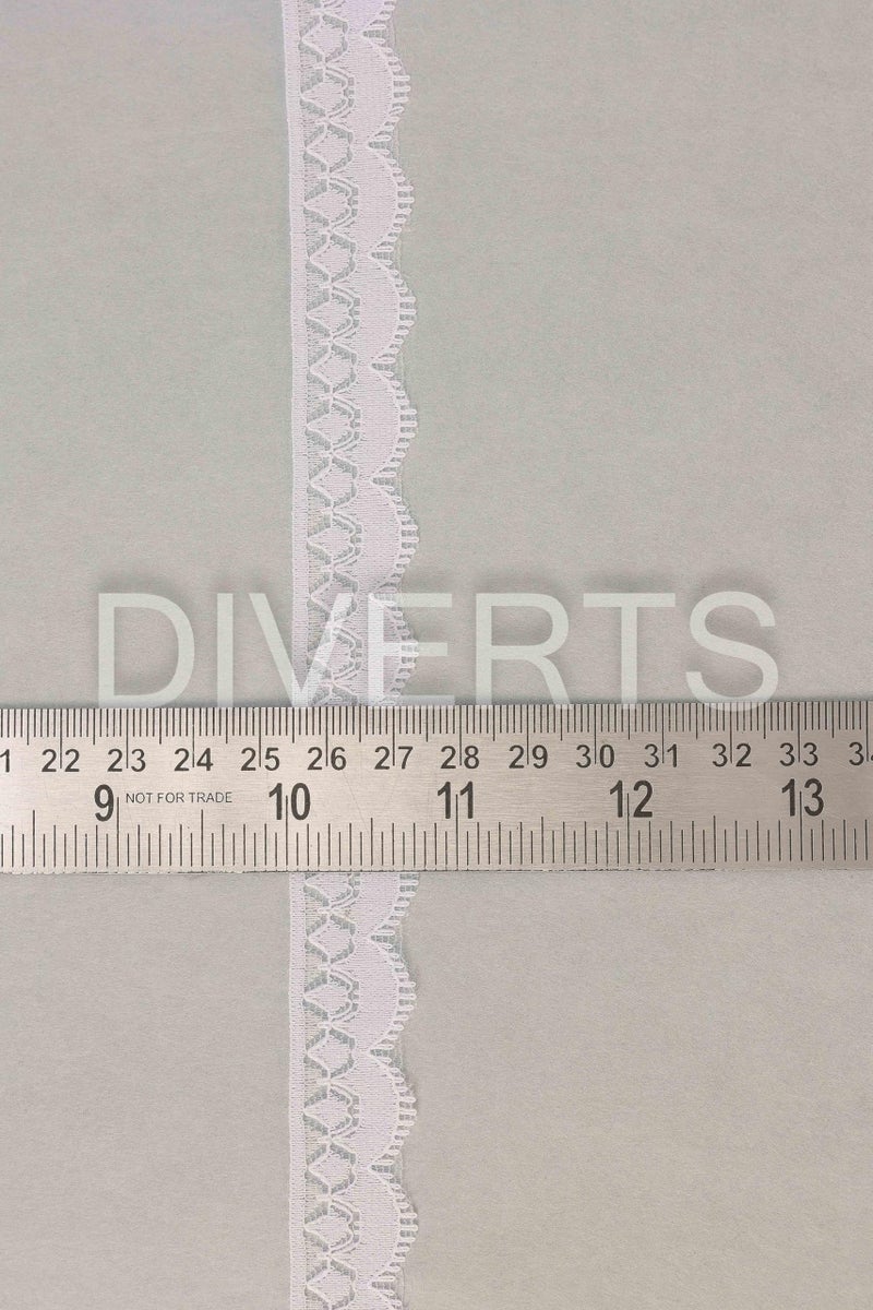 DIVERTS Soft Lightweight Nylon Lace and Border Material Dyeable, Net Ribbon for Wedding Invitation Card, Curtain, Tablecloth Slipcover, Sofa Cover Dupattas, Saree Suit Borders, 10 Mtr x 1.3CM (White) - Image 3