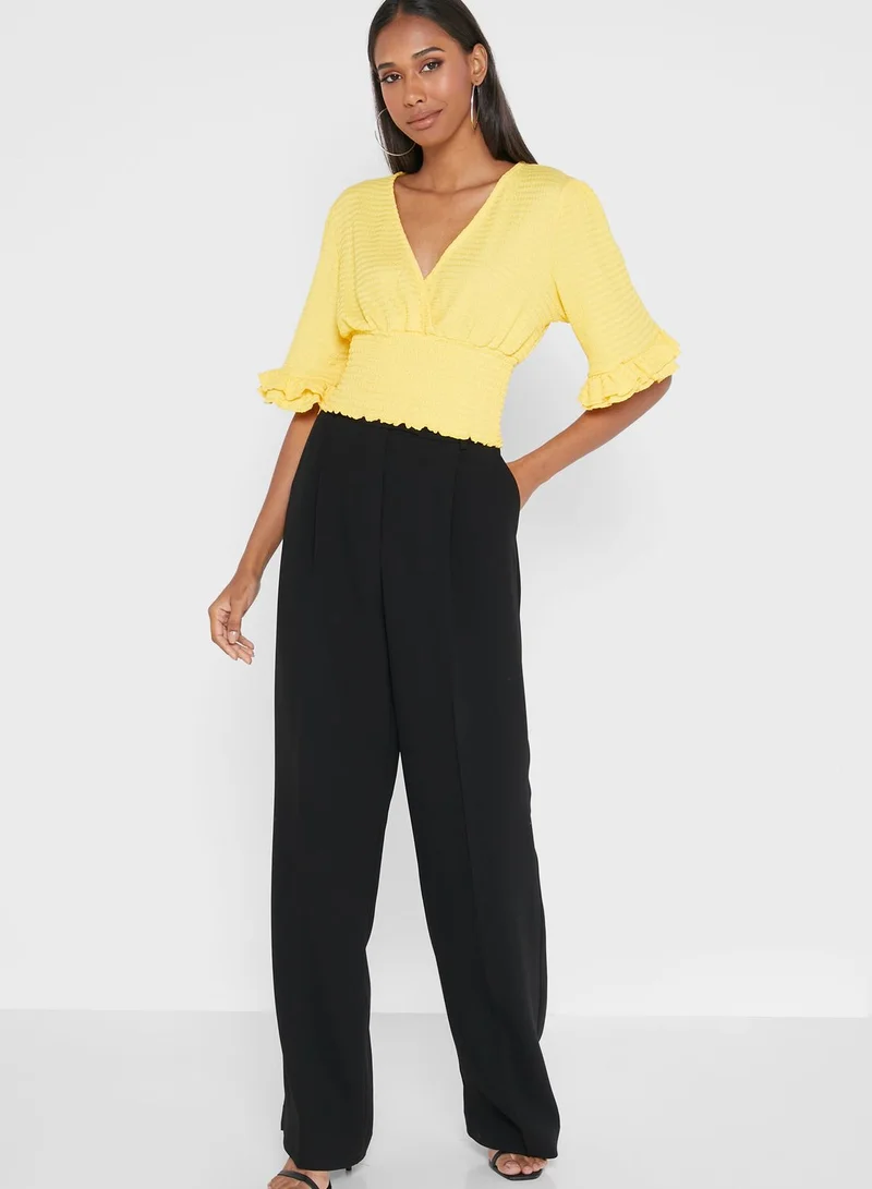 Jacqueline de Yong Frill Sleeve Shirred Waist Top