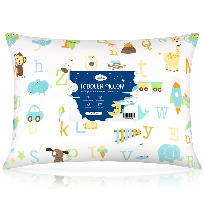 وسادة بيبي باي للأطفال 13x18 وسائد للأطفال للنوم قابلة للغسل في الغسالة وسادة أطفال مع غلاف قطن ناعم 1 عبوة