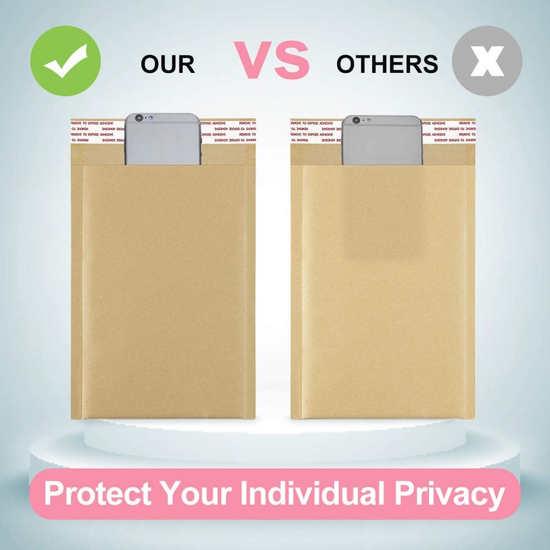 UCGOU Natural Kraft Bubble Mailers 6x10 Inch 25 Pack Usable Size 6x9 Brown Padded Envelopes #0 Small Business Mailing Packages Self Sealing Tear Resistant Boutique Shipping Bags for Jewelry Supplies - Image 3