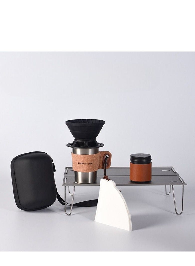 Travel Pour-over Coffee Set Outdoor Car Camping Portable V60 Silicone Filter Cup Pour-over Coffee Starter Combo Gift Box Set