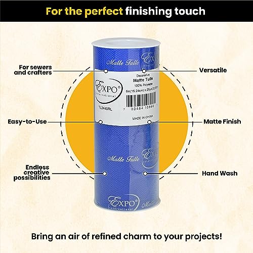 Expo International Decorative Matte Tulle, Lightweight Polyester Tulle Fabric for Tutus, Costumes, and Party Decorations, Washable, Easy-to-Use, 6 Inch x 25 Yards, Royal Blue, Pack of 1 - Image 3