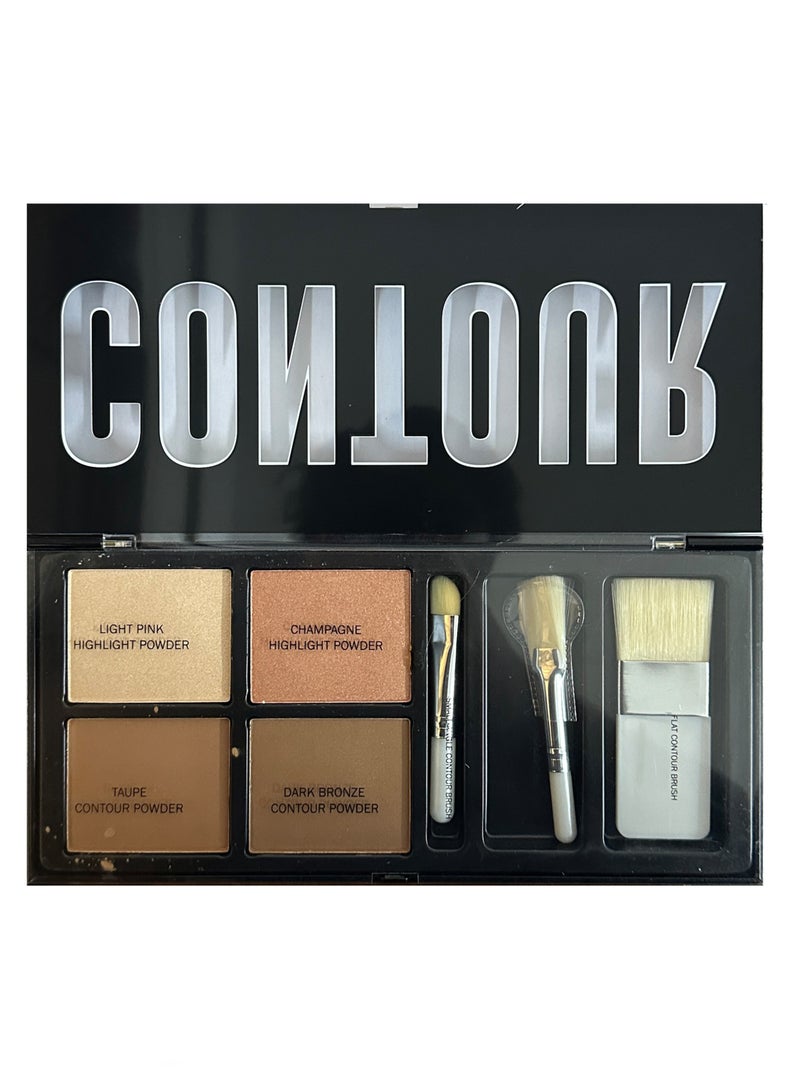 profusion Contour Face Makeup Palette Highlight Powder & Brushes Set - Image 1