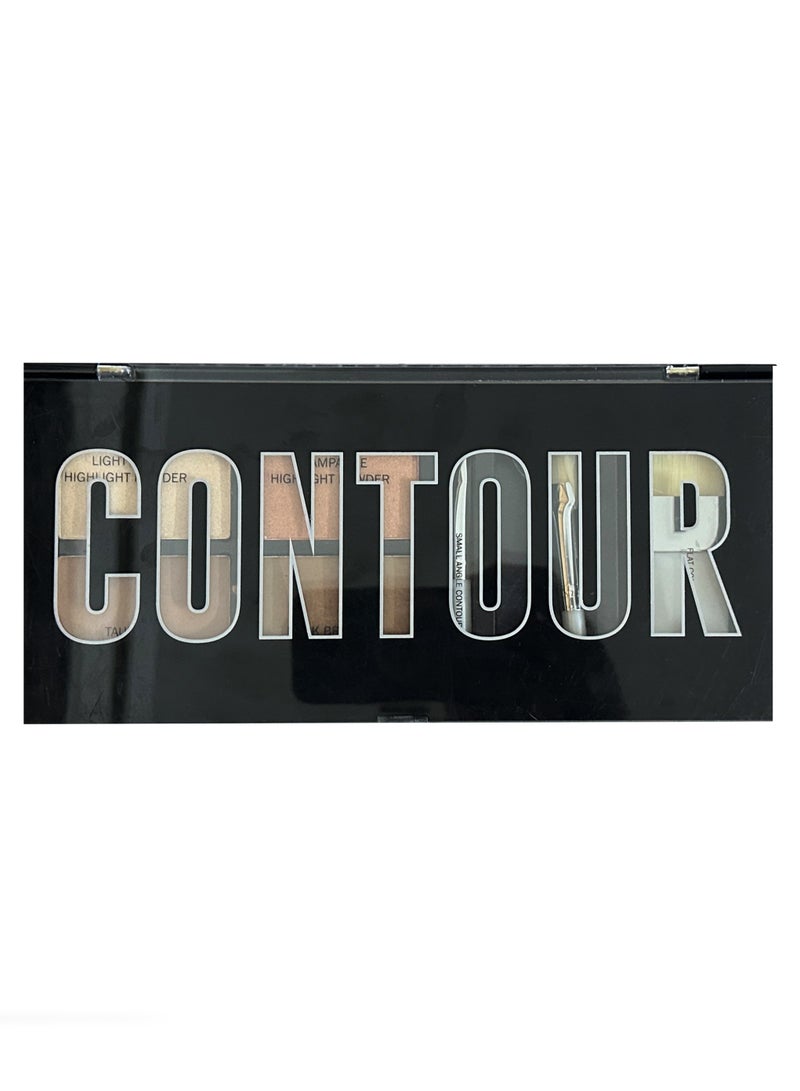 profusion Contour Face Makeup Palette Highlight Powder & Brushes Set - Image 2