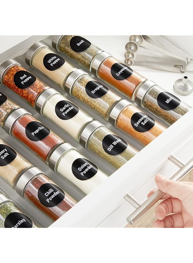 erorex 432Pcs Spice Labels Stickers 1.4In Black Spice Labels Waterproof Adhesive Round Preprinted Spice And Blank Labels For Jars Caps Spice Organizers 12 Sheets .  - Image 4