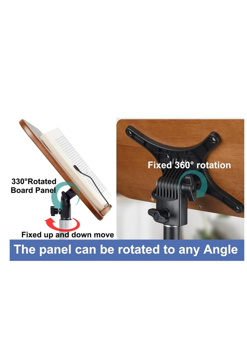 والالا حامل كتب للقراءة، حامل منصة قابل للتعديل للمجلات، والنوتات الموسيقية، وكتب الطبخ، وحامل خشبي للأرضية مع مشبك ورق للصفحات، باللون الأسود - Image 2