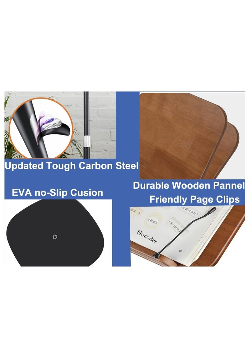 والالا حامل كتب للقراءة، حامل منصة قابل للتعديل للمجلات، والنوتات الموسيقية، وكتب الطبخ، وحامل خشبي للأرضية مع مشبك ورق للصفحات، باللون الأسود - Image 3