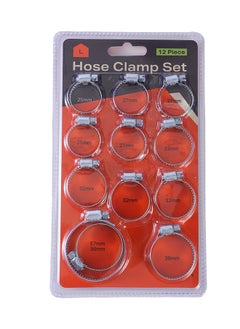 LAWAZIM Hose Clamp Set - 12 Piece | Assorted Set, Gear Clamps, Stainless Steel Adjustable Size Range Worm Gear Hose Clamp, Pipe, Fuel Line Clamp for Plumbing, Automotive And Mechanical Application.  - Image 1