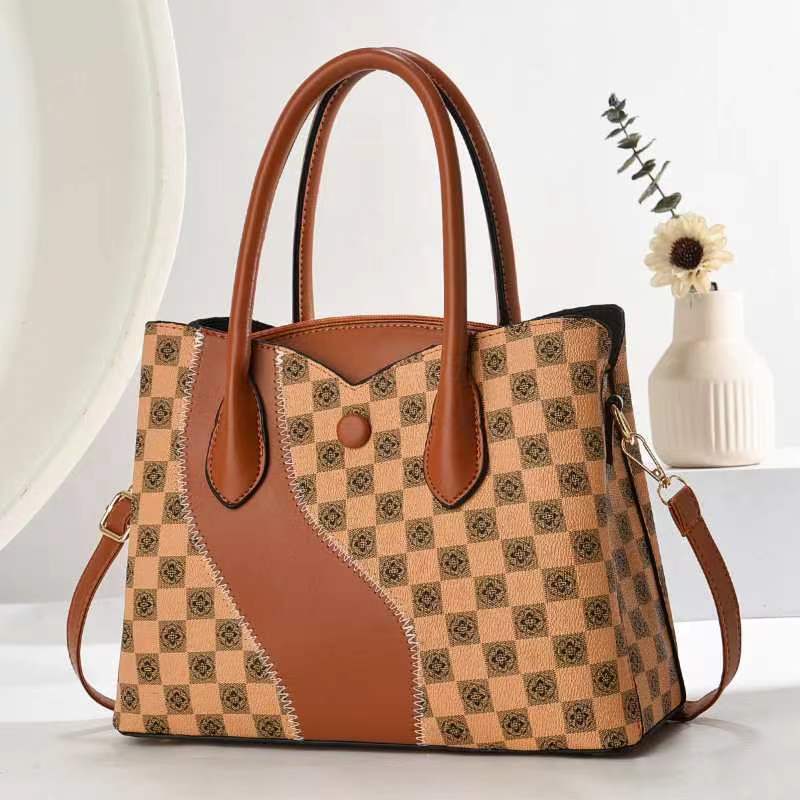 New Stitching Checkerboard Handbag Trendy Fashion All-Match Crossbody Bag Retro Niche Large Capacity Shoulder Bag - Image 5