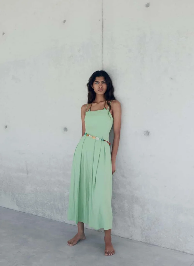 مانجو Midi-Dress With Pleats