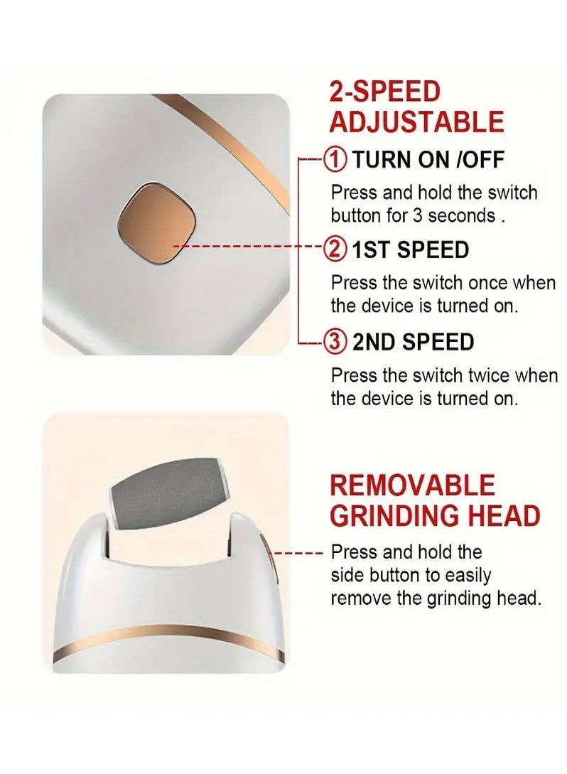 جهاز تقشير القدم الكهربائي - 3 رؤوس، شحن USB، لإزالة الجلد الميت وتنعيم القدمين - Image 5