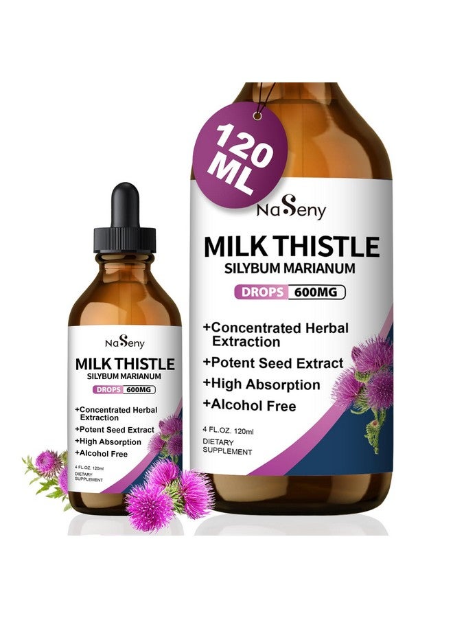 NaSeny Milk Thistle Drops - Silymarin Marianum Extract Liver Supplement for Liver Health, Cleanse & Detox, Milk Thistle Seeds Tincture Supplements for Men and Women-4 FL Oz - Image 1