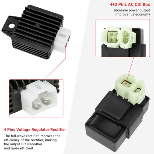 GREHUA GY6 Ignition Coil Starter Solenoid Voltage Regulator CDI Compatible with Tao tao 50cc 150cc ATM50 Pony VIP Powermax Roketa Scooter Chinese 4-Stroke Scooter Moped Pit Dirt Bike Go Kart Parts - Image 4